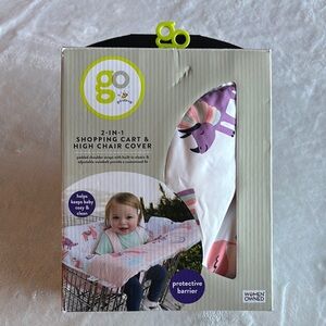 Go by Goldbug 2-in-1 Shopping Cart & High Chair Cover Pink Dino Llama EUC w/ Box